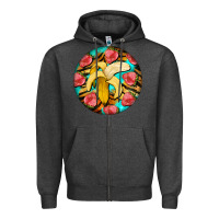 Charcoal Heather banana and strawberries with tiger pattern Zipper Hoodie - BarkalooDesign