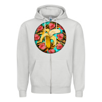 Dove Grey banana and strawberries with tiger pattern Zipper Hoodie - BarkalooDesign