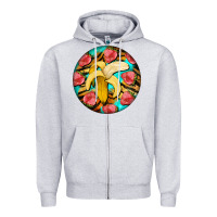 Heather Grey banana and strawberries with tiger pattern Zipper Hoodie - BarkalooDesign