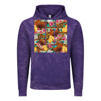 Cloud Purple chicken and chicks with flowers seamless pattern Vintage Hoodie - FaDigitalArtStudio