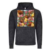 Vintage Black chicken and chicks with flowers seamless pattern Vintage Hoodie - FaDigitalArtStudio