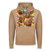 Vintage Coffee chicken and chicks with flowers seamless pattern Vintage Hoodie - FaDigitalArtStudio