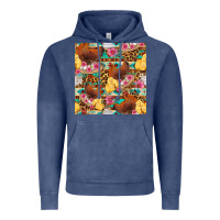 Vintage Denim chicken and chicks with flowers seamless pattern Vintage Hoodie - FaDigitalArtStudio