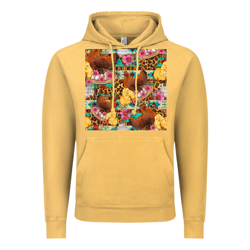 Chicken And Chicks With Flowers Seamless Pattern Vintage Hoodie by FaDigitalArtStudio | Teevron