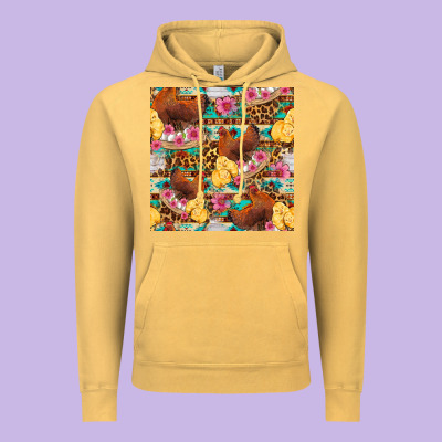 Chicken And Chicks With Flowers Seamless Pattern Vintage Hoodie Designed By Fadigitalartstudio