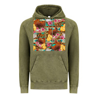 Vintage Olive chicken and chicks with flowers seamless pattern Vintage Hoodie - FaDigitalArtStudio