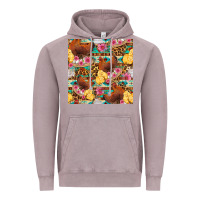 Vintage Zinc chicken and chicks with flowers seamless pattern Vintage Hoodie - FaDigitalArtStudio