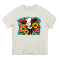 Cream western cow sunflowers serape leopard Heavy Core Tee - RanaPortraitStore