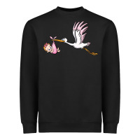 Black stork with baby girl Heavyweight Sweatshirt - BarkalooDesign