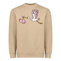 Mushroom stork with baby girl Heavyweight Sweatshirt - BarkalooDesign