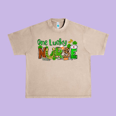St. Patrick's One Lucky Nurse Urban Heavy Tee Designed By Oliviacreatesart