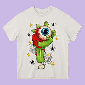 Zombie Hand With Eyeball Heavy Core Tee Designed By Texasbilliewilder
