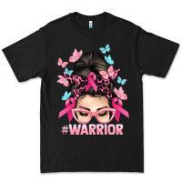 Black Warrior Cancer messy bun Cancer Awareness Premium Tee - HowdyJamesFarm