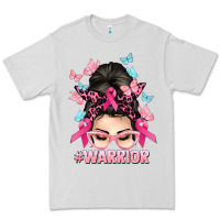 Dove Grey Warrior Cancer messy bun Cancer Awareness Premium Tee - HowdyJamesFarm
