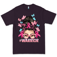 Plum Warrior Cancer messy bun Cancer Awareness Premium Tee - HowdyJamesFarm