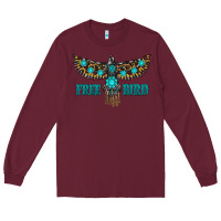 Burgundy turquoise freebird Long Sleeve Tee - RanaPortraitStore