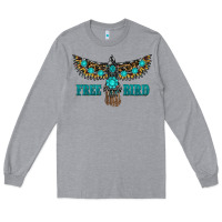 Heather Grey turquoise freebird Long Sleeve Tee - RanaPortraitStore