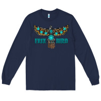 Navy turquoise freebird Long Sleeve Tee - RanaPortraitStore