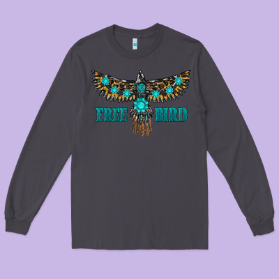 Turquoise Freebird Long Sleeve Tee Designed By Ranaportraitstore