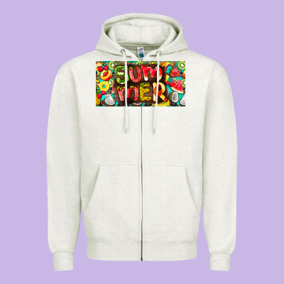 Summer With Fruits License Plate Zipper Hoodie Designed By Barkaloodesign