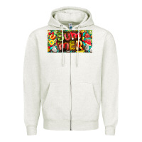Oatmeal Heather summer with fruits license plate Zipper Hoodie - BarkalooDesign