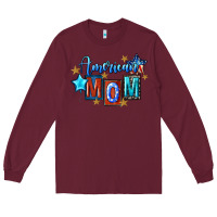 Burgundy American mom 4th of july Long Sleeve Tee - FaDigitalArtStudio