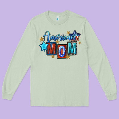 American Mom 4th Of July Long Sleeve Tee Designed By Fadigitalartstudio