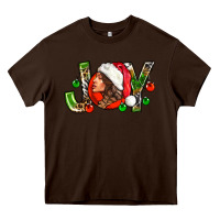 Chocolate Brown Joy with woman Heavy Core Tee - NancyCooperArtShop