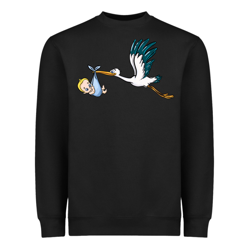 Stork With Baby Boy Heavyweight Sweatshirt by BarkalooDesign | Teevron