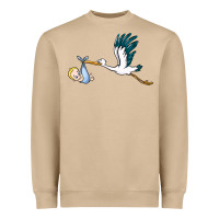 Mushroom stork with baby boy Heavyweight Sweatshirt - BarkalooDesign