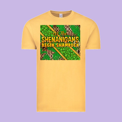 Let The Shenanigans Begin Shamrock Tumbler Vintage Tee Designed By Howdyjamesfarm