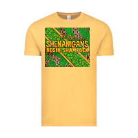 Vintage Mustard Let the shenanigans begin shamrock tumbler Vintage Tee - HowdyJamesFarm