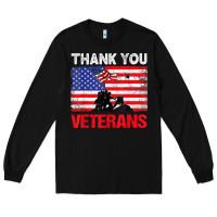 Black thank you veterans service patriot veteran day american flag t shirt Long Sleeve Tee - maiPhamDesign