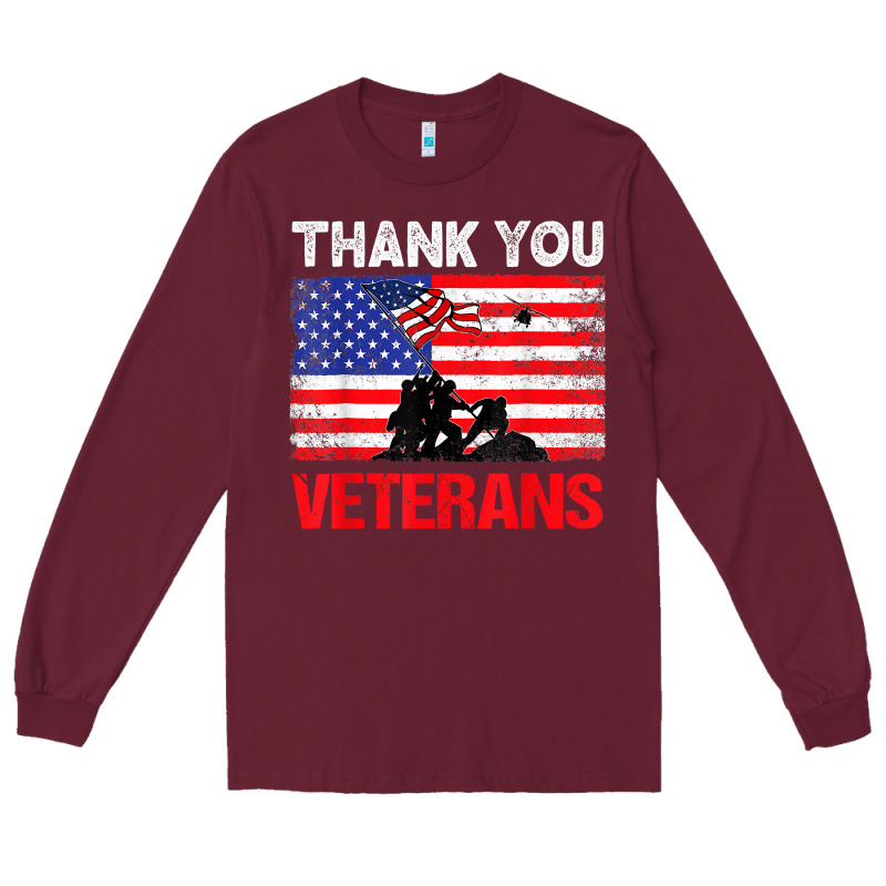Thank You Veterans Service Patriot Veteran Day American Flag T Shirt Long Sleeve Tee by maiPhamDesign | Teevron