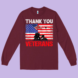 Thank You Veterans Service Patriot Veteran Day American Flag T Shirt Long Sleeve Tee Designed By Maiphamdesign
