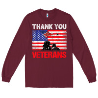 Burgundy thank you veterans service patriot veteran day american flag t shirt Long Sleeve Tee - maiPhamDesign