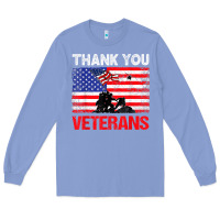 Colony Blue thank you veterans service patriot veteran day american flag t shirt Long Sleeve Tee - maiPhamDesign