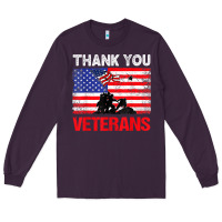 Plum thank you veterans service patriot veteran day american flag t shirt Long Sleeve Tee - maiPhamDesign