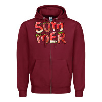 Burgundy summer watermelon and strawberry Zipper Hoodie - BarkalooDesign