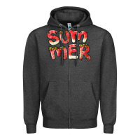 Charcoal Heather summer watermelon and strawberry Zipper Hoodie - BarkalooDesign