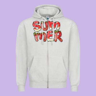 Summer Watermelon And Strawberry Zipper Hoodie Designed By Barkaloodesign