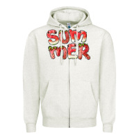 Oatmeal Heather summer watermelon and strawberry Zipper Hoodie - BarkalooDesign