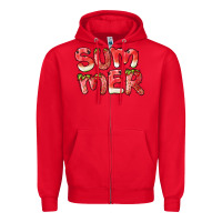 Red summer watermelon and strawberry Zipper Hoodie - BarkalooDesign