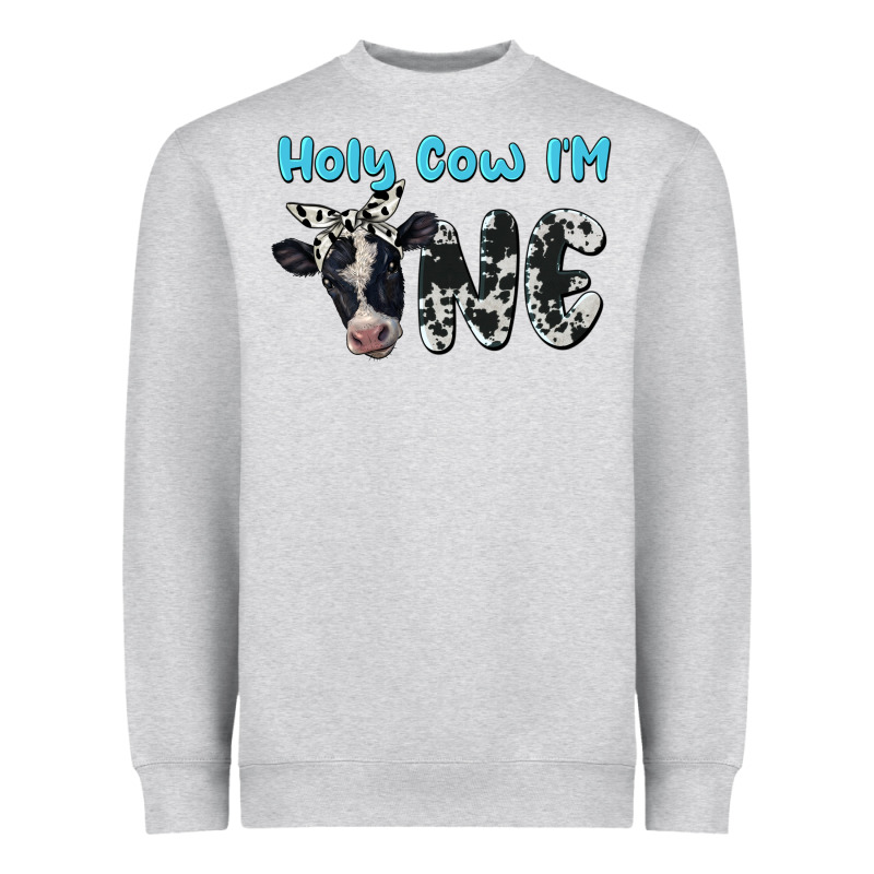Holy Cow I'm One Heavyweight Sweatshirt by BarkalooDesign | Teevron
