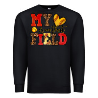 Black my heart is on that field softball Premium Sweatshirt - AdoDesignShop