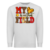 Dove Grey my heart is on that field softball Premium Sweatshirt - AdoDesignShop