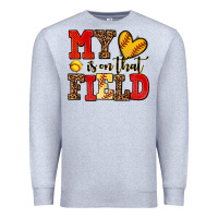 Heather Grey my heart is on that field softball Premium Sweatshirt - AdoDesignShop