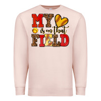 Pale Pink my heart is on that field softball Premium Sweatshirt - AdoDesignShop