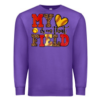 Purple my heart is on that field softball Premium Sweatshirt - AdoDesignShop
