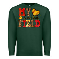 Sports Green my heart is on that field softball Premium Sweatshirt - AdoDesignShop